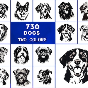 730 Premium Dog PNG Collection for Print-On-Demand, High-Quality Black & White Dog Images