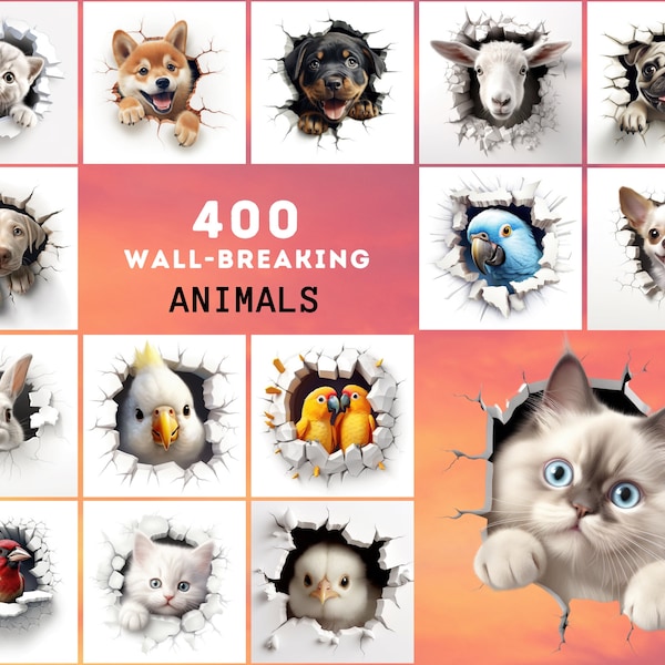 400 High-Res Animal Wall Breakthrough JPGs, Commercial License Included
