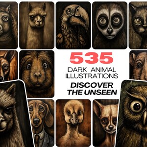 Ottieni 535 illustrazioni di animali rari in una tavolozza scura