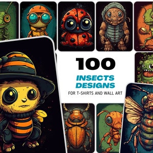 Paquete de insectos único: 100 imágenes premium para diseños de camisetas y arte mural