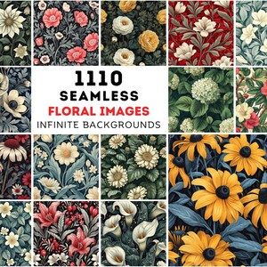 Floral Extravaganza: 1110 Seamless Patterns for Creative Design - High Resolution & Commercial Use