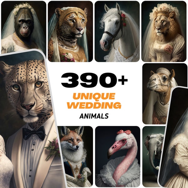 390 Animal Bridal Images, Create Your Own Love Story with 390 Enchanting Animal Bridal Images, Wedding clipart, Bride animals clipart