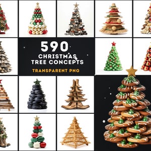 590 einzigartige konzeptionelle Weihnachtsbaum Bilder Sammlung - hochauflösende digitale Kunst, sofortiger Download