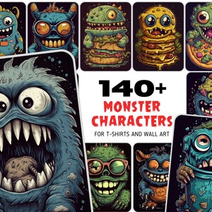 140+ wunderliche lustige Monster-Designs-Bündel - Ideal für T-Shirts, Wandbilder, Kinderdekor & mehr