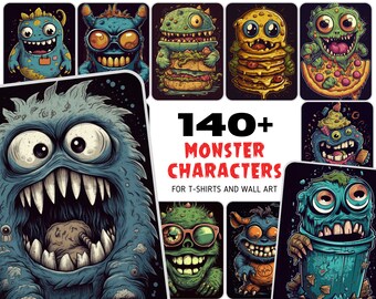 140+ Whimsical Funny Monster Designs Bundle – Ideal for T-Shirts, Wall Art, Kids Decor & More