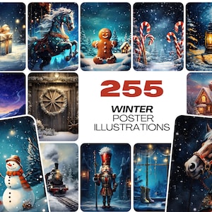 Collection de 255 images de cartes postales vibrantes sur le thème de l'hiver