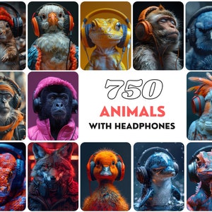 750 splendidi disegni di animali con le cuffie