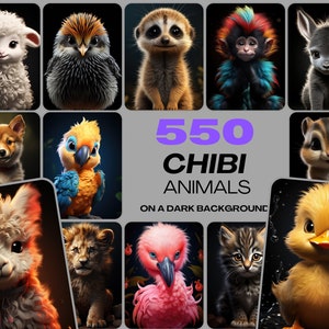 Collezione di 550 vivaci immagini di animali Chibi