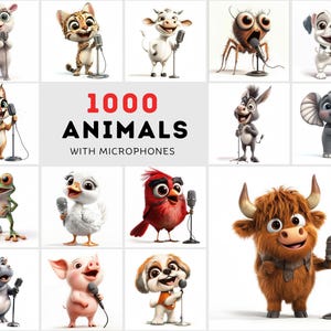 1000 High-Resolution Animal Images Holding Microphones – Commercial License Included!