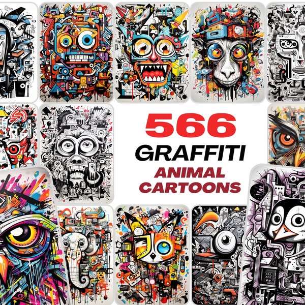 566 Unique Graffiti Doodle Animal Images for Commercial Use