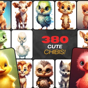 380 Colorful Chibi Animal PNGs with Commercial License