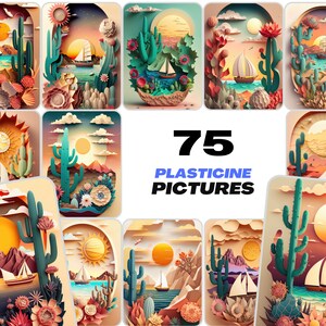 Dreamy Summer Paper Art Bundle - 75 images - Soleil, Mer, Bateau, Plantes, Cactus, Désert, Fleurs, Nuages de bon augure - Collection de découpes de papier