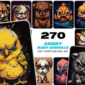Pacchetto cartoni animati Angry Animals: 270 creature adorabili e furiose di alta qualità per il download immediato