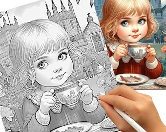 Series "Girl" • Coloring Page for Adults + Kids • Coloring Page • Instant Download • LelliteArt • JPG, PDF• A3/A4 Size