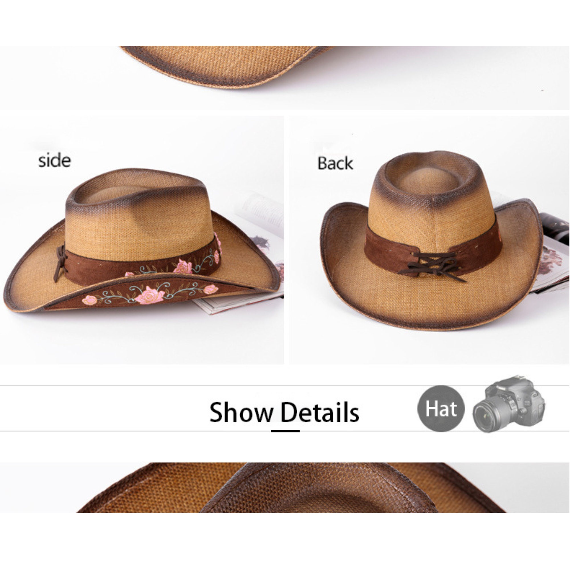 Bohemian Straw Cowgirl Hats for Women Boho Cowboy Hats for Etsy