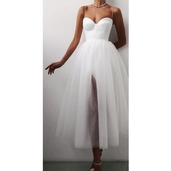 Midi Wedding Dress - Etsy