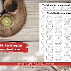 Tealight with message | Love motifs | PDF template A4 with 24 tealight messages | Motif tealight | Tealight gift | Tealight message