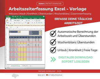 Enregistrement du temps de travail Modèle Excel 2024 à télécharger. Modèle Excel très simple pour enregistrer les heures de travail, y compris les vacances, les heures supplémentaires, etc.