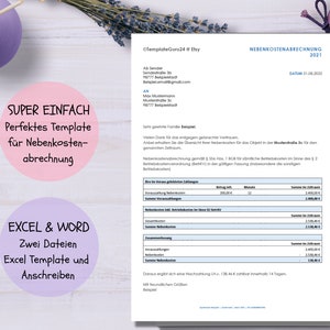 Enkel fakturering av el och vatten som Excel-mall inklusive personligt brev - användarvänlig fakturering av el och vatten, lätt anpassningsbar