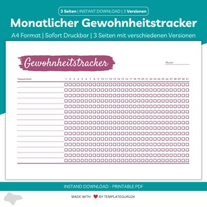 Monthly Habit Tracker | Habit Tracker | routine template | habits | 30 Day Habits Challenge Printable | A4 size | Pink