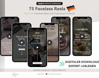 Faceless Reels Instagram German, Templates, DFY Content, Digital Marketing with Master Resell Rights, MRR / PLR, Canva, Resale