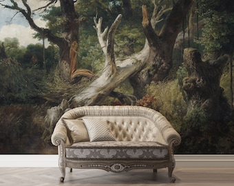 Vintage Forest Wallpaper Mural – Peel and Stick Wall Decor