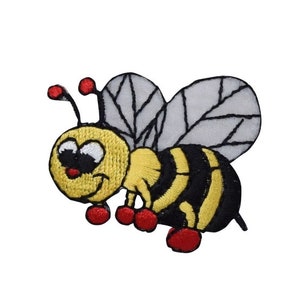 Bee with Red Boxing Gloves iron on patch applique Measures 1-3/4&quot; x 1-1/2&quot;