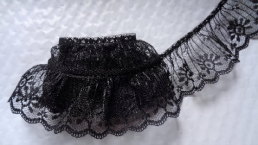 Ruffle Lace Trim 1-3/4-inch-wide Price per Yard Black Color - Etsy