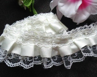 1 1/2 or 2 inch wide ivory ruffled lace price per yard