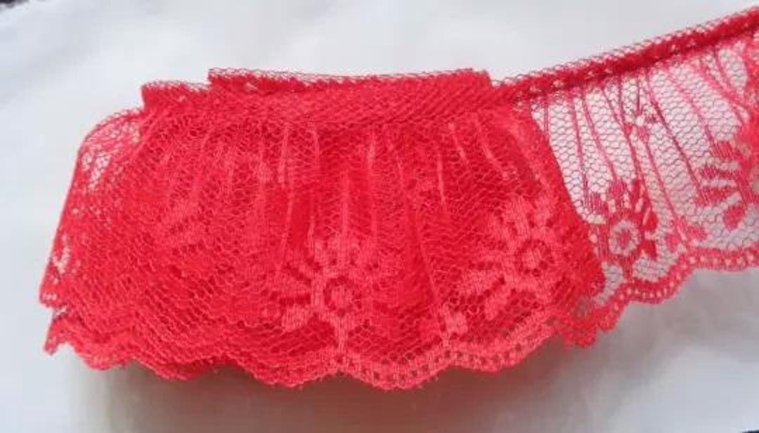 Red Ruffle Lace Ruffle Lace Trim 1 3/4-inch-wide Price per Yard Red Color - Etsy