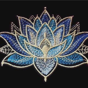 Lotus Flower iron on patch applique 3 x 4 inch
