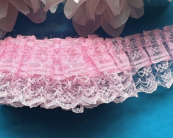 1 1/2 inch wide ruffled lace selling by the yard/select color