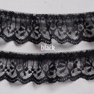 Ruffle Lace Trim 1 inch wide black color price per yard