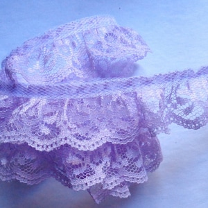 Ruffle Lace Trim 1 inch wide lavender color price per yard