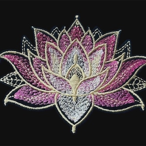 Lotus Flower iron on patch applique 3 x 4 inch