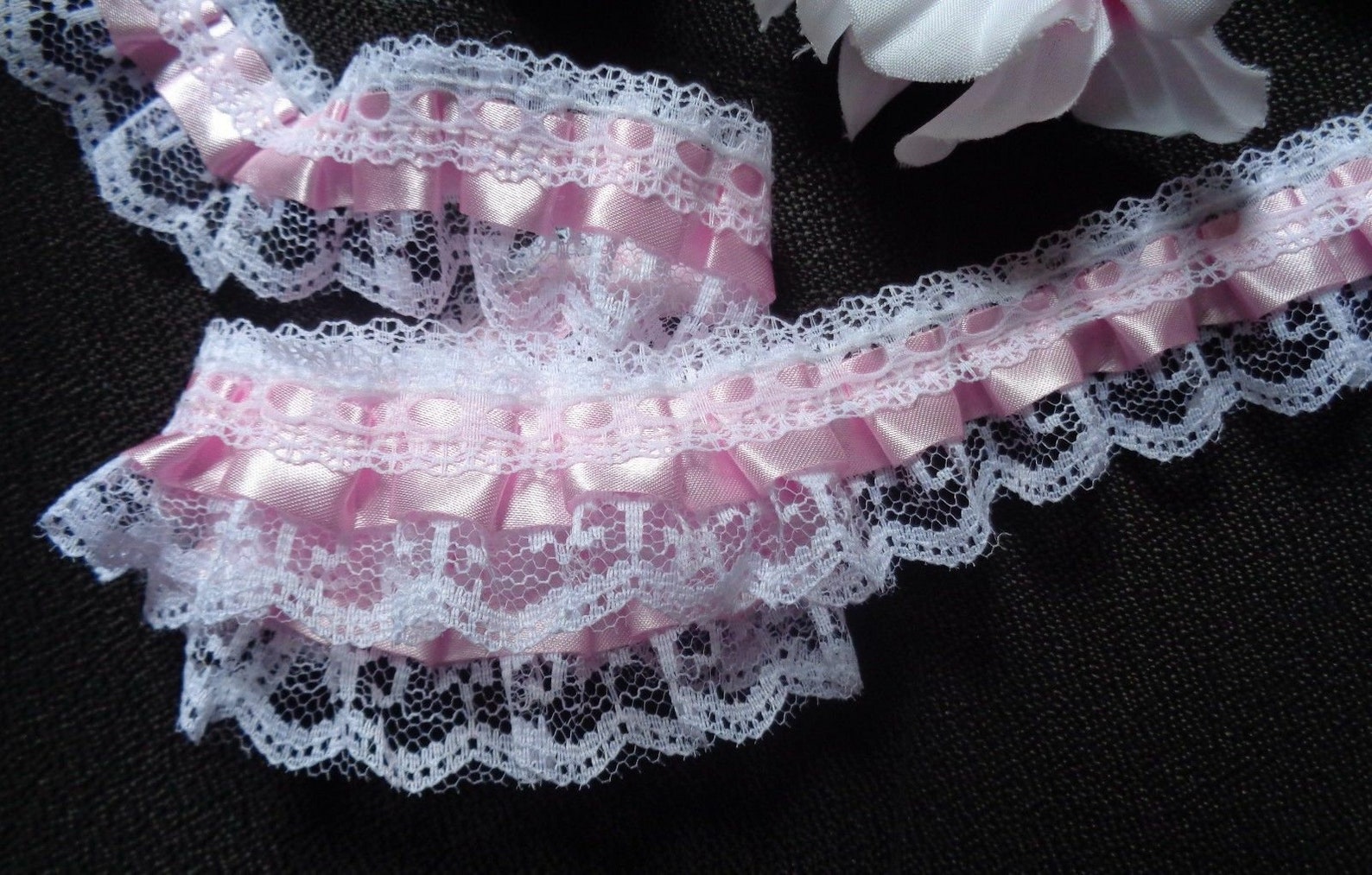 Pvc Ruffle Lace 1+1/2 or 2 Inch Wide Pink/white Ruffled Lace Price per Yard - Etsy