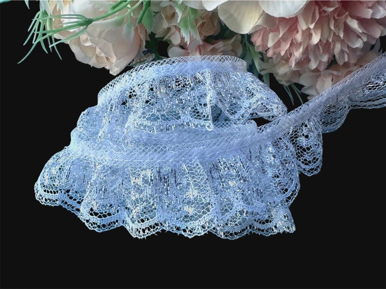 Silver Ruffle Ribon 1-inch-wide Ruffled Lace Trim Ribbon White/silver Color Price per Yard ...