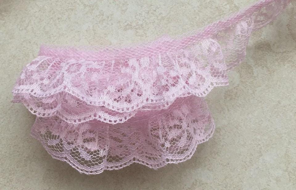 Ruffle Lace Trim 1 Inch Wide Pink Color Price per Yard - Etsy