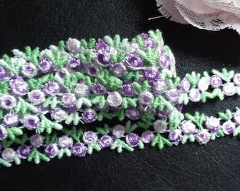 Embroidered 1/2" inch wide Venise Lace trim shade of purple selling by the yard