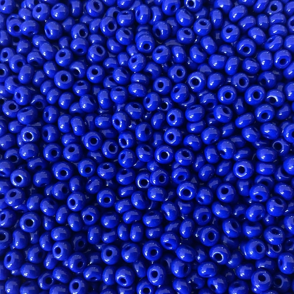6/O Natural Opaque Royal Blue|Preciosa|Seed Beads| Glass Czech E Beads 4mm Rocaillie 25/50100/200/300/500 grams| #33050