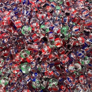 6/0 Natural Transparent| Striped|Multi-Color|Preciosa| Seed Beads | Glass E Beads| 4mm Rocaillie 25/50/100/200/300/500 grams|  |Czech Beads