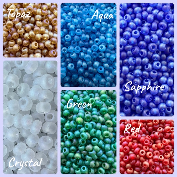 6/0 Rainbow Matte Transparet|Green|Sapphire|Topaz|Red|Aqua|Crystal|Seed Beads|Preciosa|4mmRocaillie 25/50/100/200/300/500grams Czech E Beads