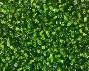 6/0 Natural Transparent Peridot Sliver Line Light Green |Seed Beads| Preciosa| Glass Czech 4mm Rocaillie | 100/200/300/500 grams