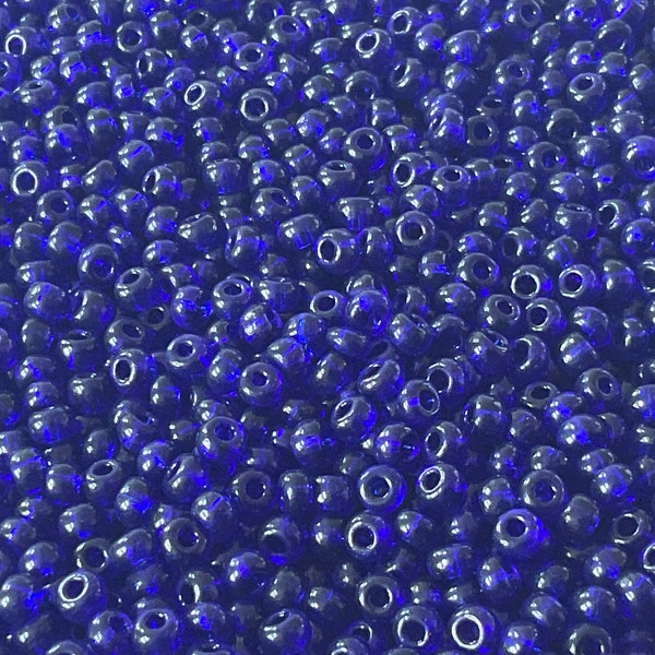 6/O Natural Transparent Dark Royal Blue |Seed Beads|Preciosa| Glass Czech E Beads 4mm Rocaillie 25/50/100/200/300/500 grams| #30100
