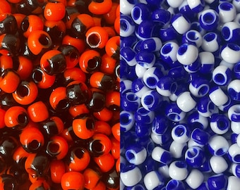 6/O Arlecchino Arancione e Strisce Nere Blu e Strisce Bianche/ Perline di Semi/ Preciosa/ Perline di Vetro Ceche E 4 mm Rocaillie 20 Grammi/100 grammi