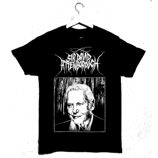 Sir David Attenborough Black Metal band T-shirt