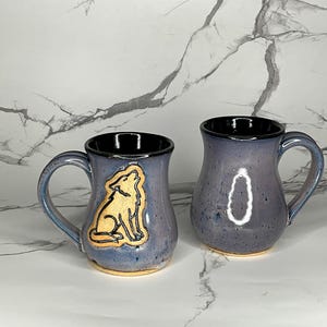 Handmade 12oz Stoneware Animal Mug: Wolf, Turtle, Cat, Elephant, Fox