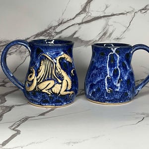 Handmade Resting Dragon Mug - Unique Stoneware Pottery - 12oz