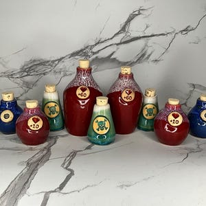 Handmade Stoneware Potion Bottle: Cosplay DND Health Potion/Poison Vial/Mana Potion