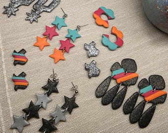 Spurs themed polymer clay handmade earrings | San Antonio basketball